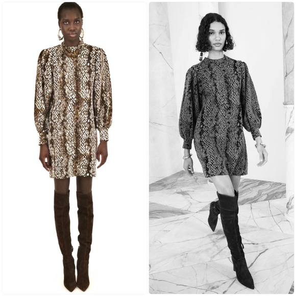 ULLA JOHNSON LINA PYTHON PRINT WOOL DRESS IN BLANC - Picture 8 of 8